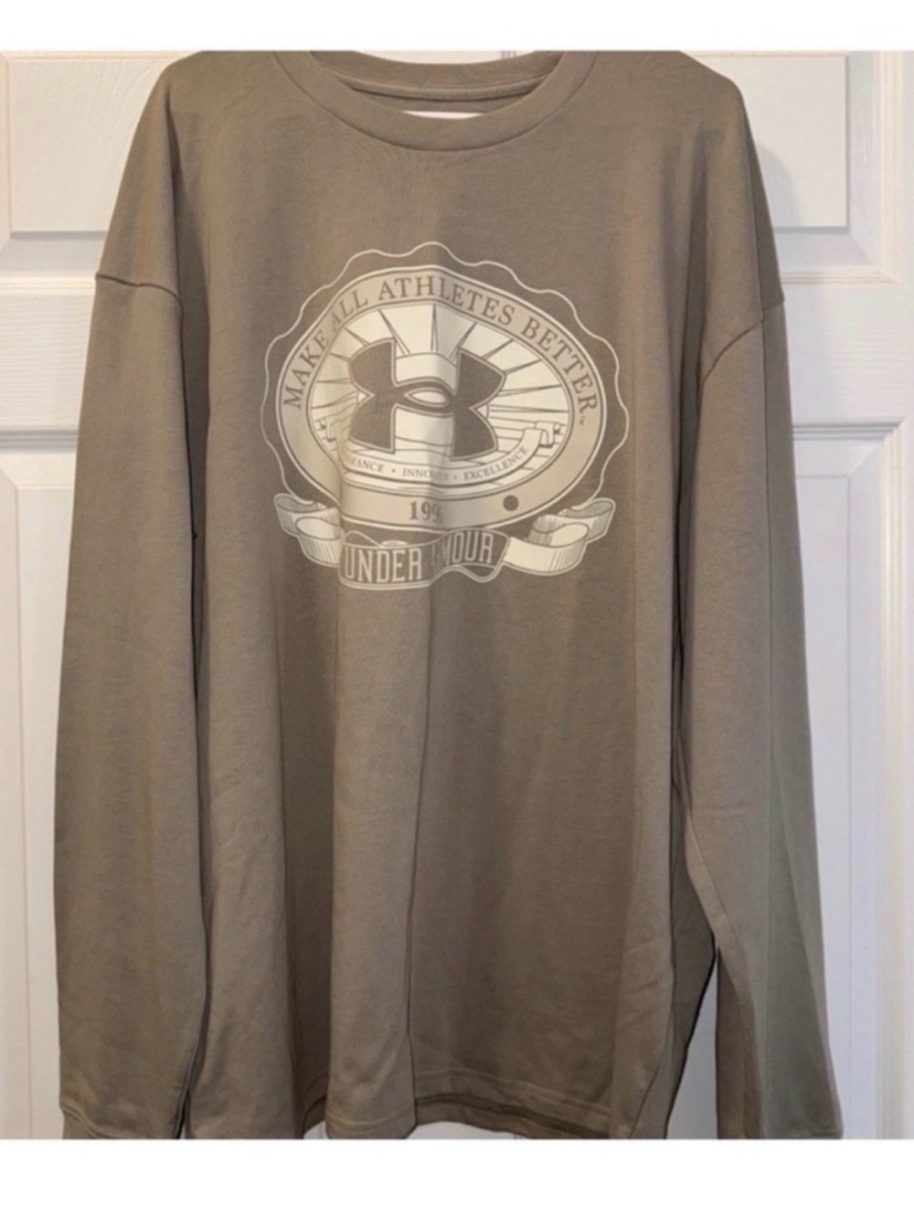 Under Armour Long Sleeve Logo Tee in Taupe/Beige